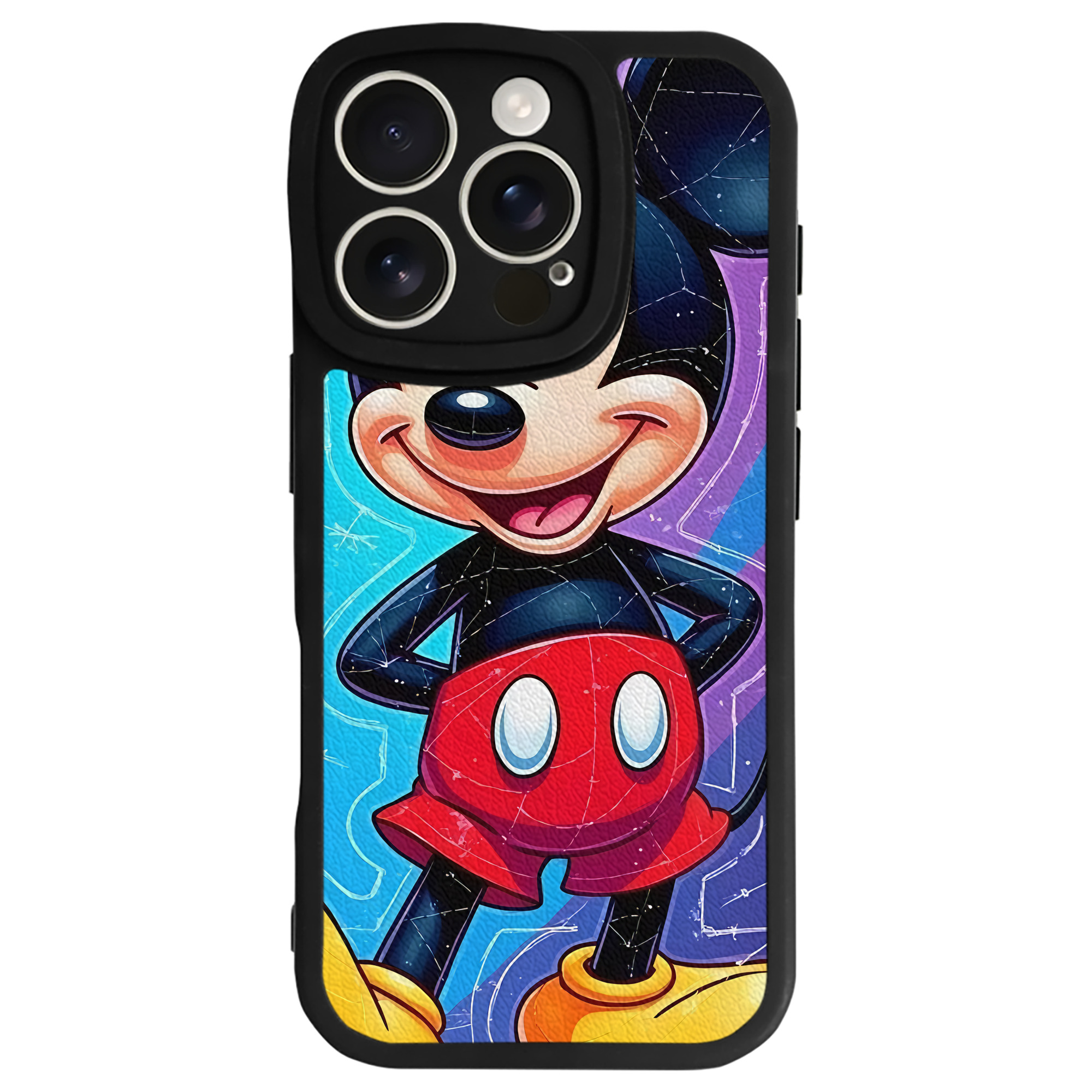 （画像用） ミッキーマウス Mickey Mouse 【iPhone 16シリーズ対応】シリコンスマホケース（レザー調） 材質：シリコン